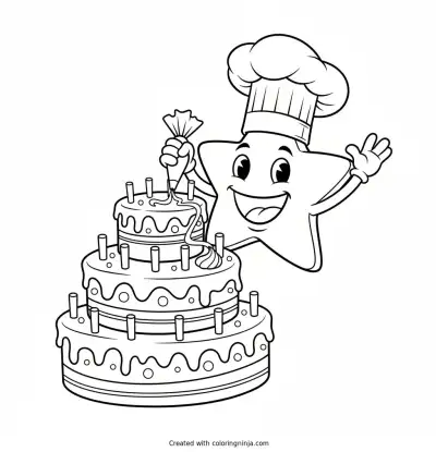 Baking Star in the Kitchen Coloring Page