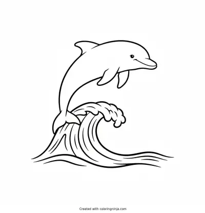 Leaping Dolphin Over Ocean Waves Coloring Page