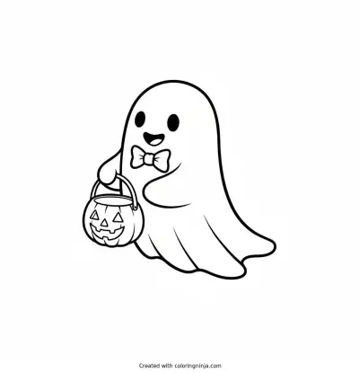 A Friendly Night Ghost Coloring Page