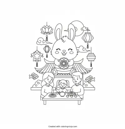 Happy Mid-Autumn Festival Coloring Page