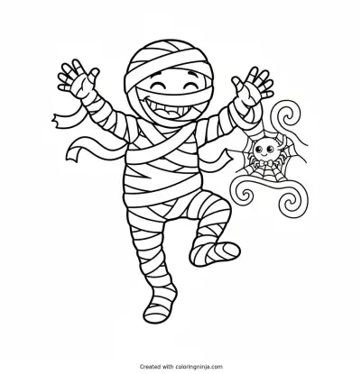 The Dancing Friendly Mummy Coloring Page