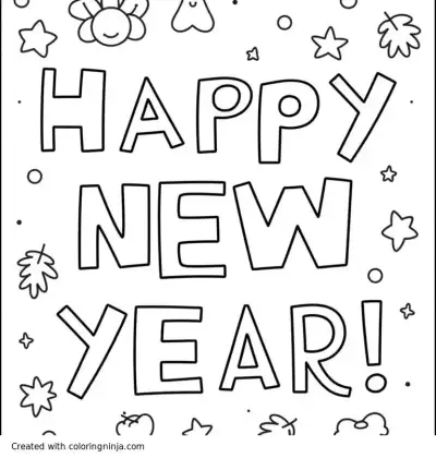 A coloring page of happy new year!