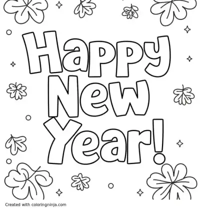 A coloring page of happy new year!