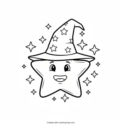 Little Wizard Star Coloring Page