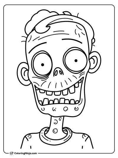 Un zombie feliz con dientes grandes