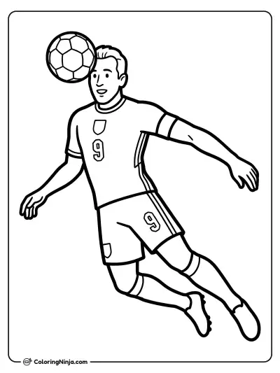Harry Kane Heading the Ball Coloring Page
