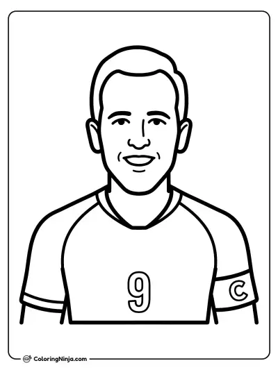 Harry Kane Player Portrait Coloring Page