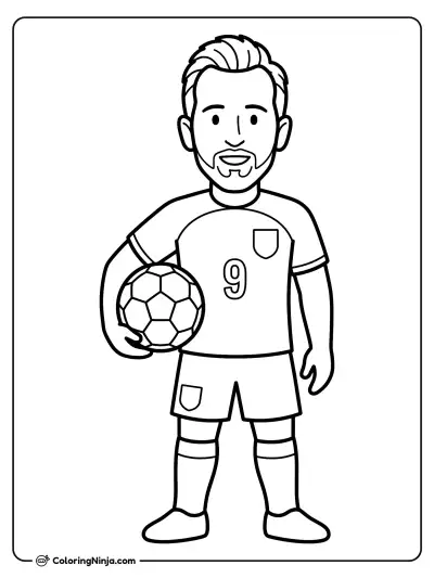 Harry Kane Cartoon Edition Coloring Page
