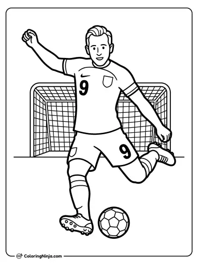 Harry Kane Striking the Ball Coloring Page