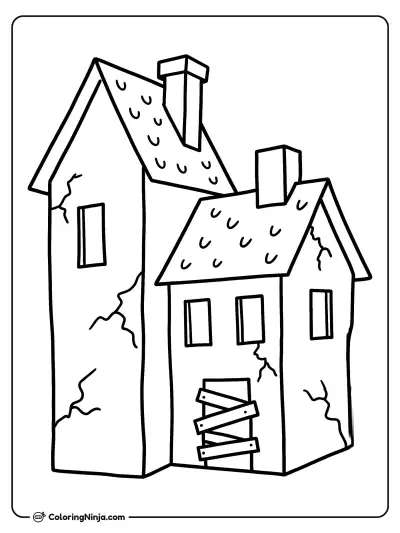 A Haunted House Coloring Page
