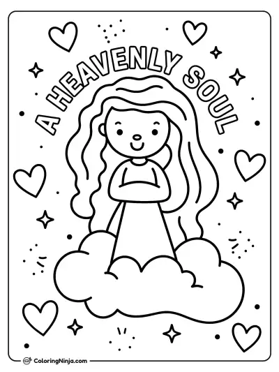 A Heavenly Soul in the Clouds Coloring Page