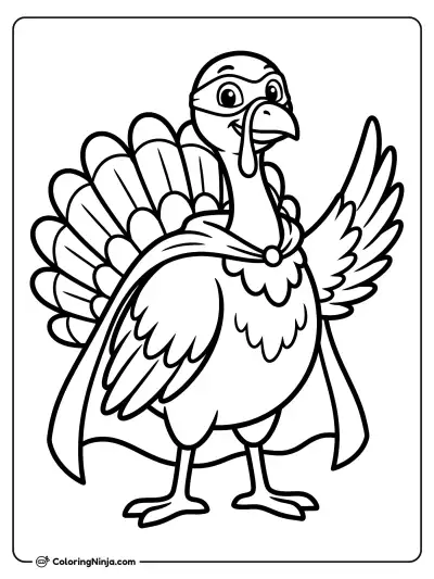 Mighty Superhero Turkey Coloring Page