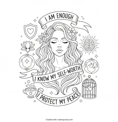 Self Love and Mental Health Coloring Page