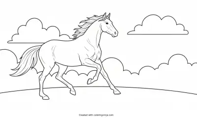 A coloring page of horse