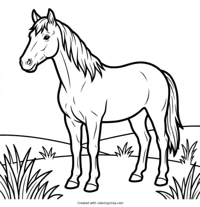 A coloring page of horse