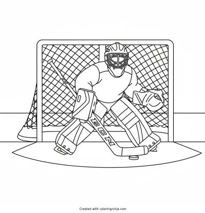 A coloring page of i want a hockey goalie in the net