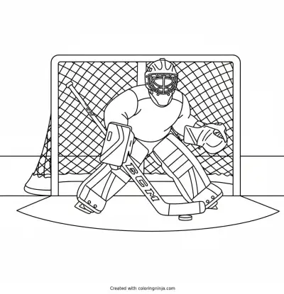 A coloring page of i want a hockey goalie in the net