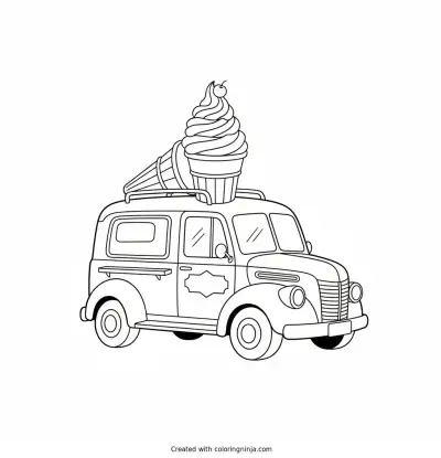 Sweet Treats Ice Cream Truck Coloring Page