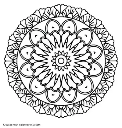 A coloring page of indian style mandala for relaxation