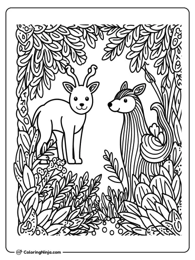 Yin Yang Forest of Life Coloring Page