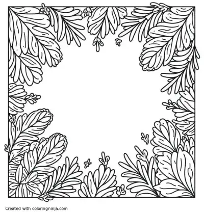 A coloring page of Intricate flora and fauna scene with geometric patterns and shading