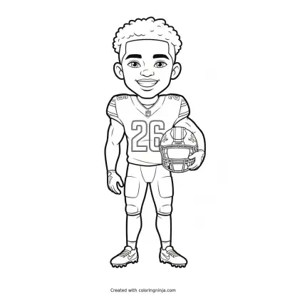 Jahmyr Gibbs Smiling Cartoon Portrait Coloring Page
