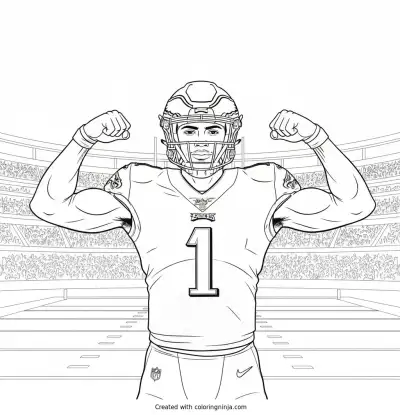 Jalen Hurts mostrando sus músculos