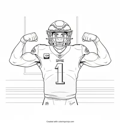 Jalen Hurts Touchdown Celebration Coloring Page