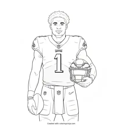 Jalen Hurts Helmet Portrait Coloring Page