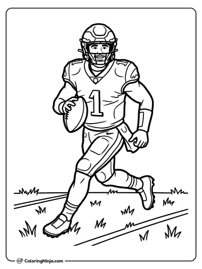 Jalen Hurts Running With Football Coloring Page