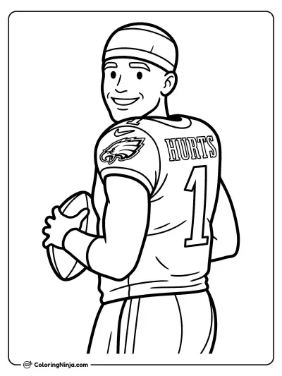 Jalen Hurts Sideline Portrait Coloring Page