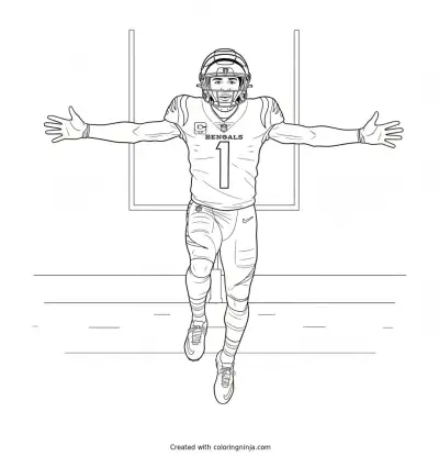 Ja'Marr Chase Touchdown Celebration Coloring Page