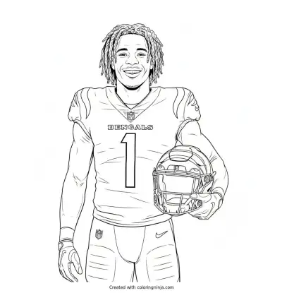 Ja'Marr Chase Sideline Portrait Coloring Page