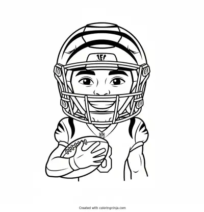 Ja'Marr Chase Cartoon Football Hero Coloring Page