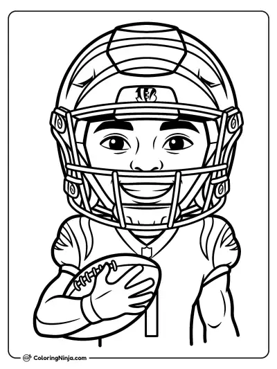 Ja'Marr Chase Cartoon Football Hero Coloring Page