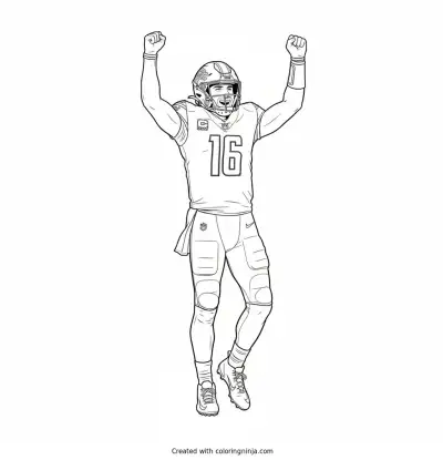 Jared Goff Touchdown Celebration Coloring Page