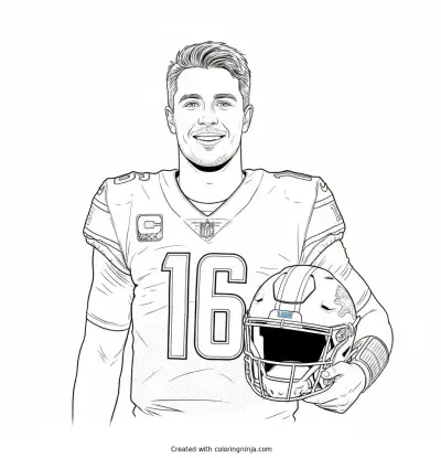 Jared Goff Helmet Portrait Coloring Page