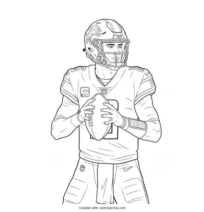 Jared Goff Prepares to Pass Coloring Page