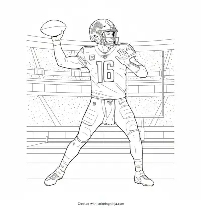 Jared Goff Throws Deep Coloring Page