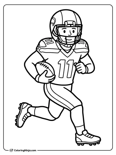 Jaxon Smith-Njigba Running With Football Coloring Page