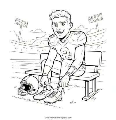 Jaxson Dart Cartoon Sideline Moment Coloring Page