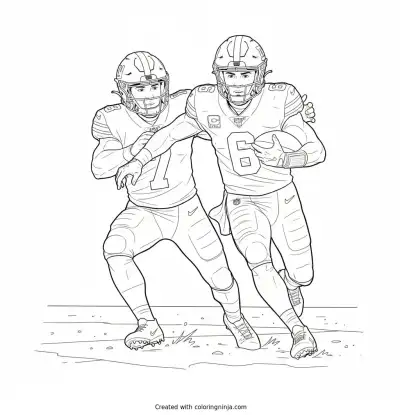 Jaxson Dart Scrambling Past Defender Coloring Page