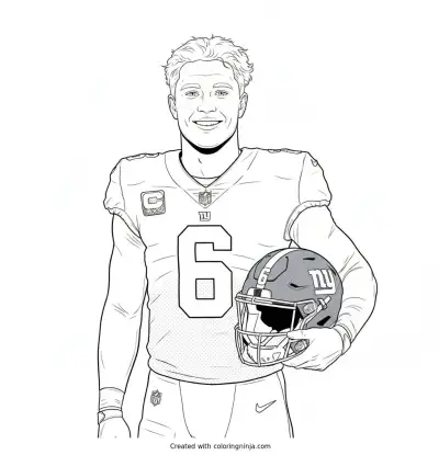 Jaxson Dart Holding His Helmet Coloring Page
