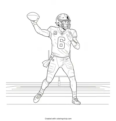 Jaxson Dart Throwing Deep Pass Coloring Page