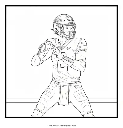 Jaxson Dart Poised To Throw Coloring Page