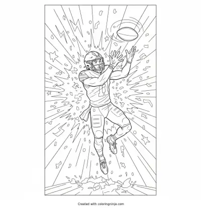 Football Player Catching A Pass Coloring Page