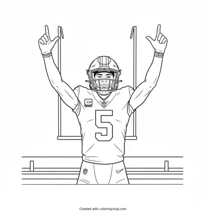 Jayden Daniels Touchdown Celebration Coloring Page