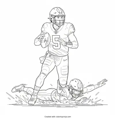 Jayden Daniels Scrambling Away Coloring Page