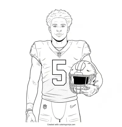 Jayden Daniels Sideline Portrait Coloring Page