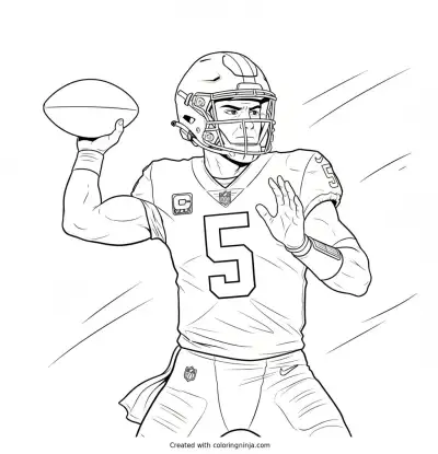 Jayden Daniels Throwing Deep Coloring Page
